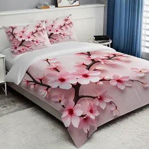 Blossom Cherry Blossom Bedding Set, Ultra Soft Dreamy Duvet Cover, Vibrant Sakura Blooms for Cozy Spring Escape, Soft Bedding Sets
