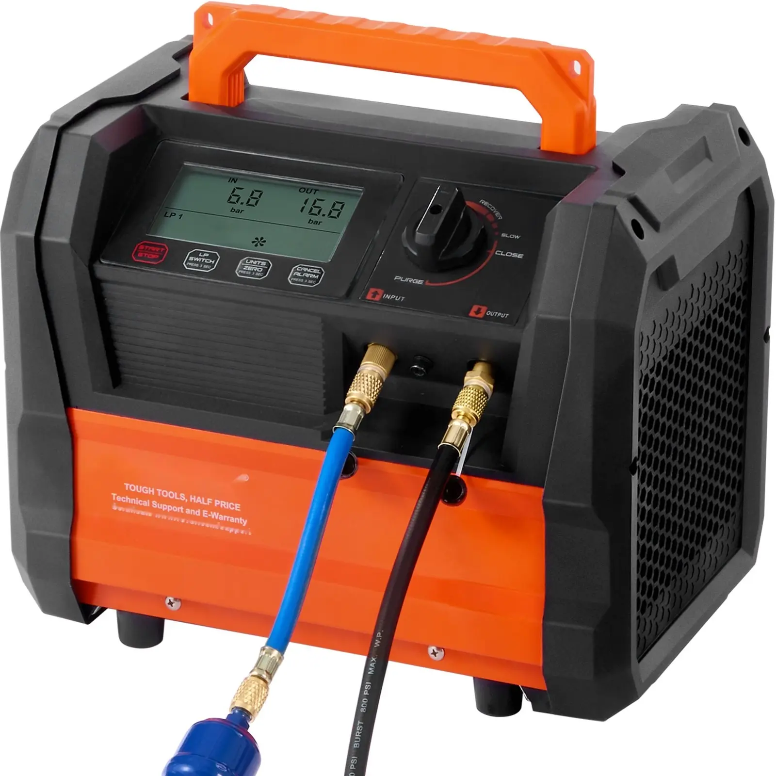 Refrigerant Recovery Machine 1 HP Dual Cylinder, Brushless, Portable HVAC System For Refrigerant Recovery And Service, R-134a/R-22 Compatible, Automotive HVAC Tool With Low Noise, High Efficiency