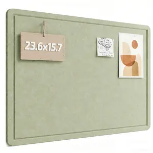 Large Felt Bulletin Board, 23.6" x 15.7" Cork Board Replacement with 8 Secure Removable Adhesive Tabs, Foldable Felt Pin Board for Home Office, Classroom, Bedroom, Wall Entry