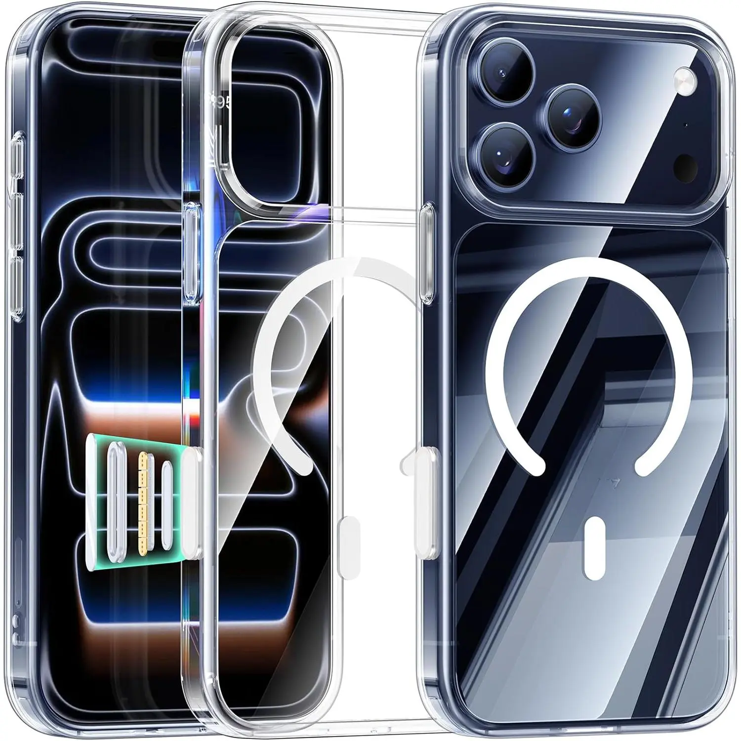 Clear phone case for iPhone 17 16 15 14 13 12 Pro Max Case Maledan Magnetic Clear - Compatible with Mag Safe 17 Pro Case, Camera Control, Slim Military Shockproof Phone Cover