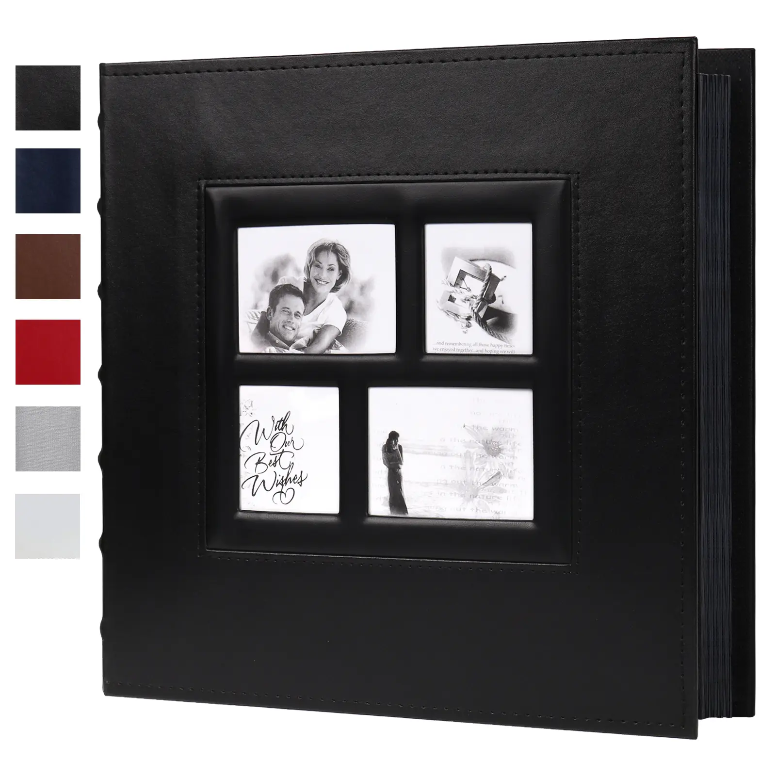 Leather Magnetic Photo Album, 4x6 Self-Adhesive Scrapbook with 60 Pages for Photo Storage & Home Decor