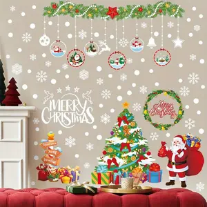 < Quick Delivery > 8 Pieces Christmas Wall Stickers: Self-Adhesive PVC Cartoon Snowflake & Tree | Easy Peel, Durable, Removable | For Windows/Walls, Holiday Decor, Holiday Wall Art, Suitable for Home Decorator