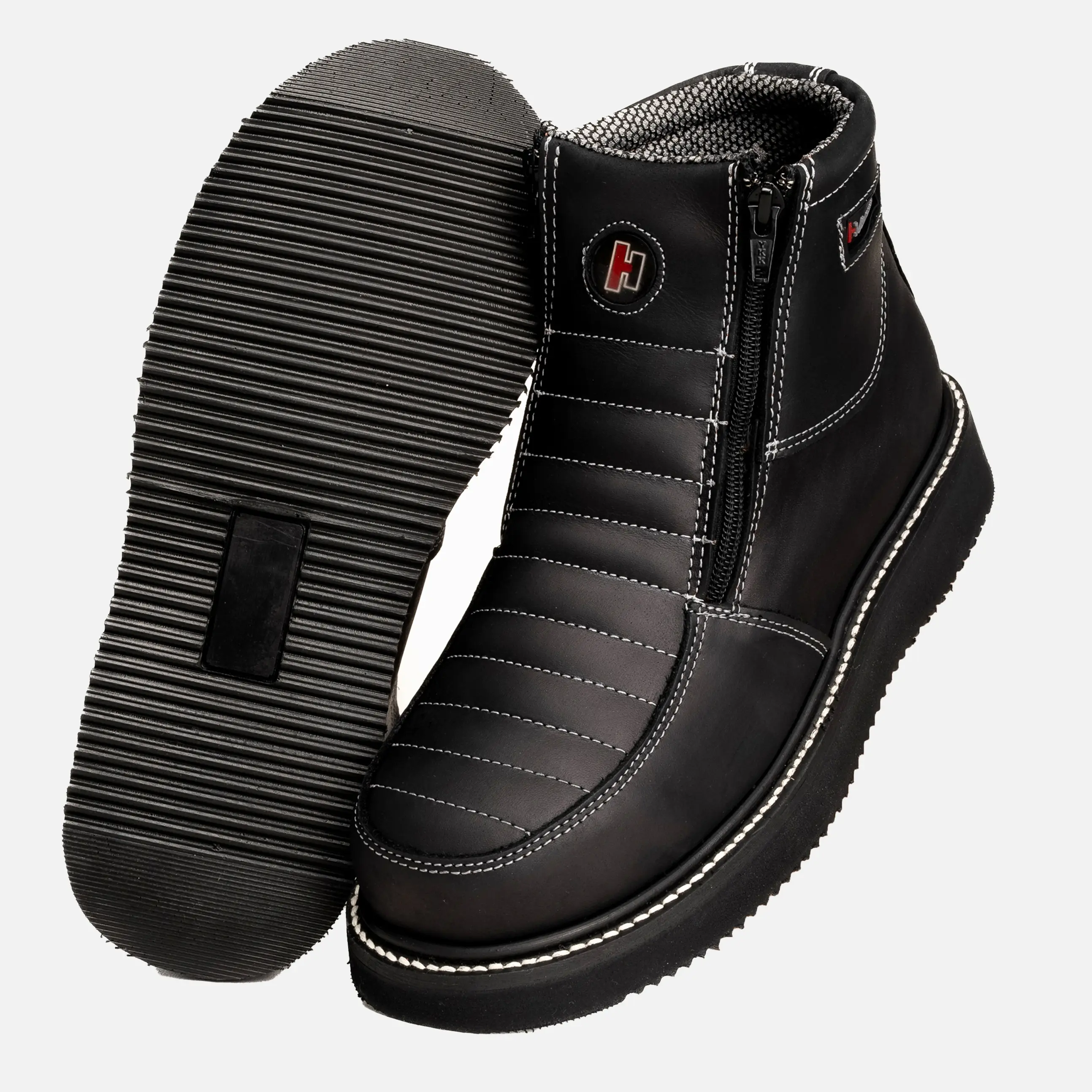 HM330 Double Zipper Leather Comfort Work Boots Lightweight