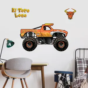Wall Palz Monster Jam El Toro Loco Wall Decal 21" Wide Fiery Design with Massive Tires and Signature Horns USA Made High-Quality Durable Decal