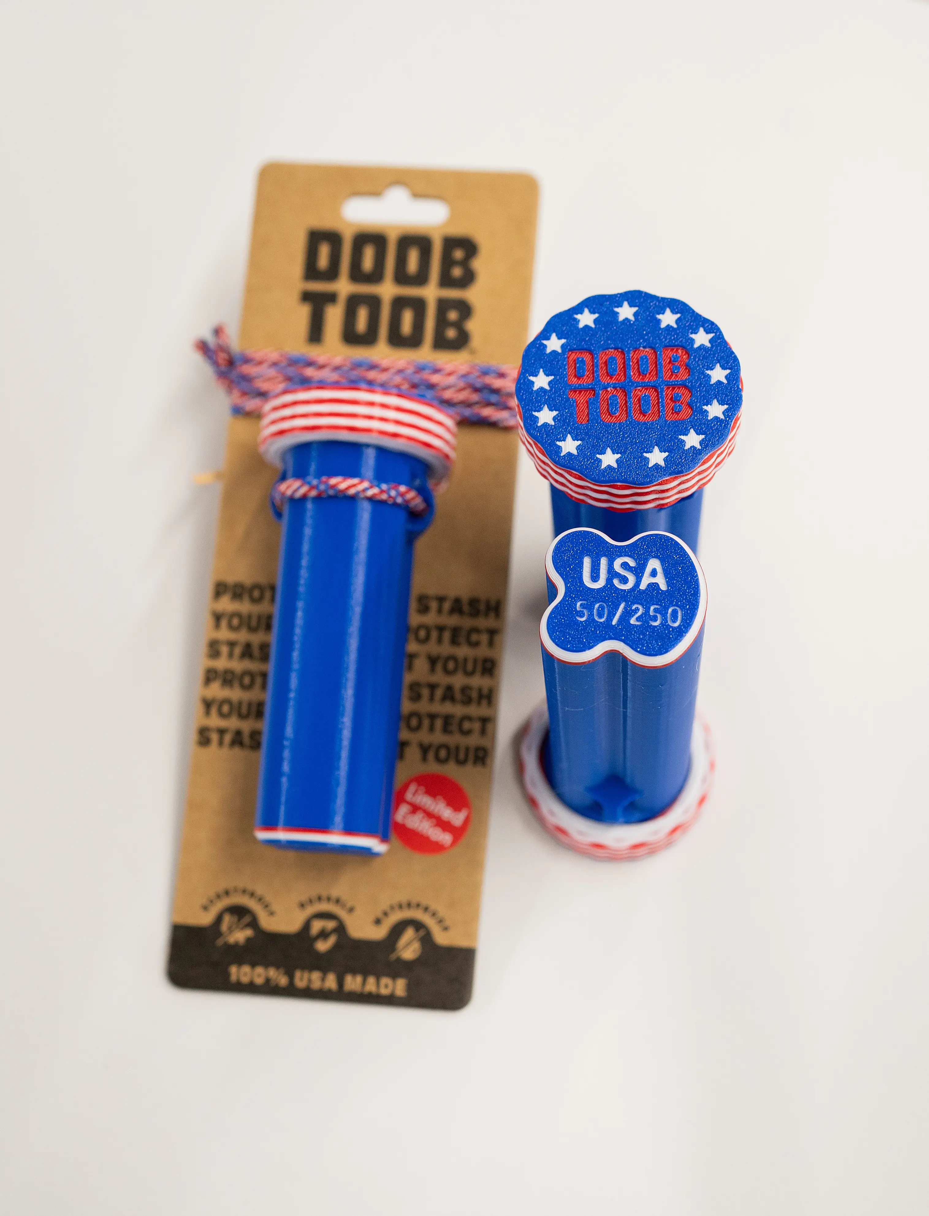 Doob Toob Waterproof Smell Proof Stash Rolled Cigarette Canister USA 250 Birthday 4th Of July
