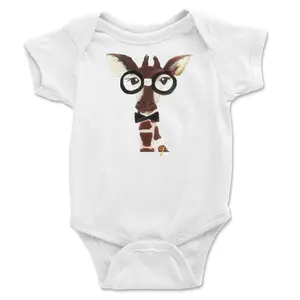 Hand-Painted Nerdy Giraffe Onesie for Adorable  Brains