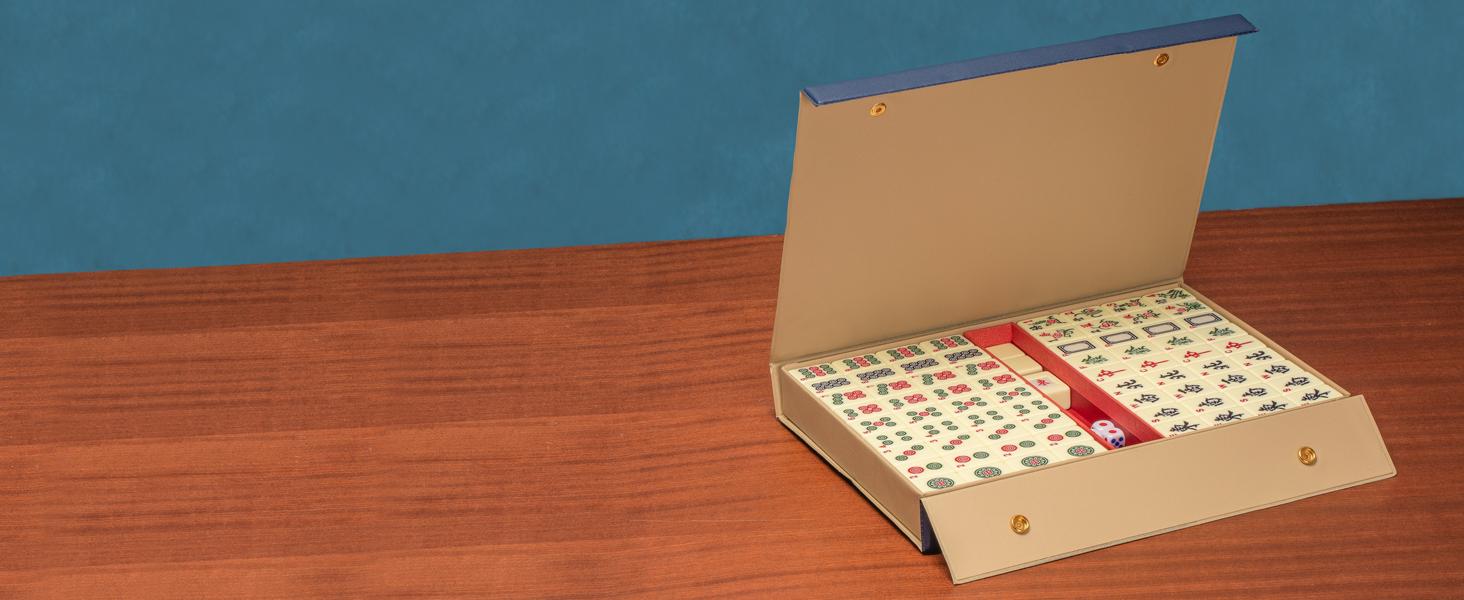 Yellow Mountain Imports "Bleau Fontaine Chinese Mahjong Set with 146 Medium Tiles and Blue Vinyl Case - for Chinese Style Gameplay Only