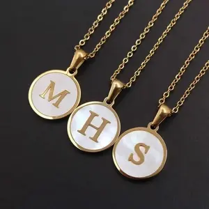 Handmade Jewelry Shell Letter Initial Necklace - Custom Hand Selected Natural Shell Inlay Delicate Layerable Design