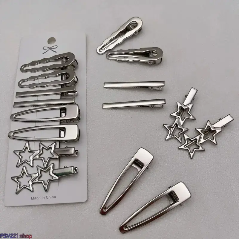 Sliver Metal Hair Clips Women Girls Y2K Duckbill Hairpin Personality Bangs Side Headwear Barrettes Hairclip Styling Accessories Ideal for Y2K Outfit, Grunge Styling, Daily Hair Taming, Concert Matching & Teen Girl Gifting campingessentials