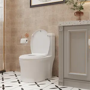 Garvee Round Soft Close Toilet Seat,  Slow Close Plastic Toilet Seat and Cover with Built-in Potty Training Seat Easy Cleaning and Installation Never Loosen Hinge, White