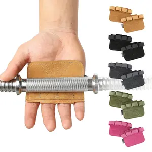 Anti-Slip Leather Palm Protection Gloves for Fitness Training, Powerlifting Assistance Belt, Pull-Up and Deadlift Support