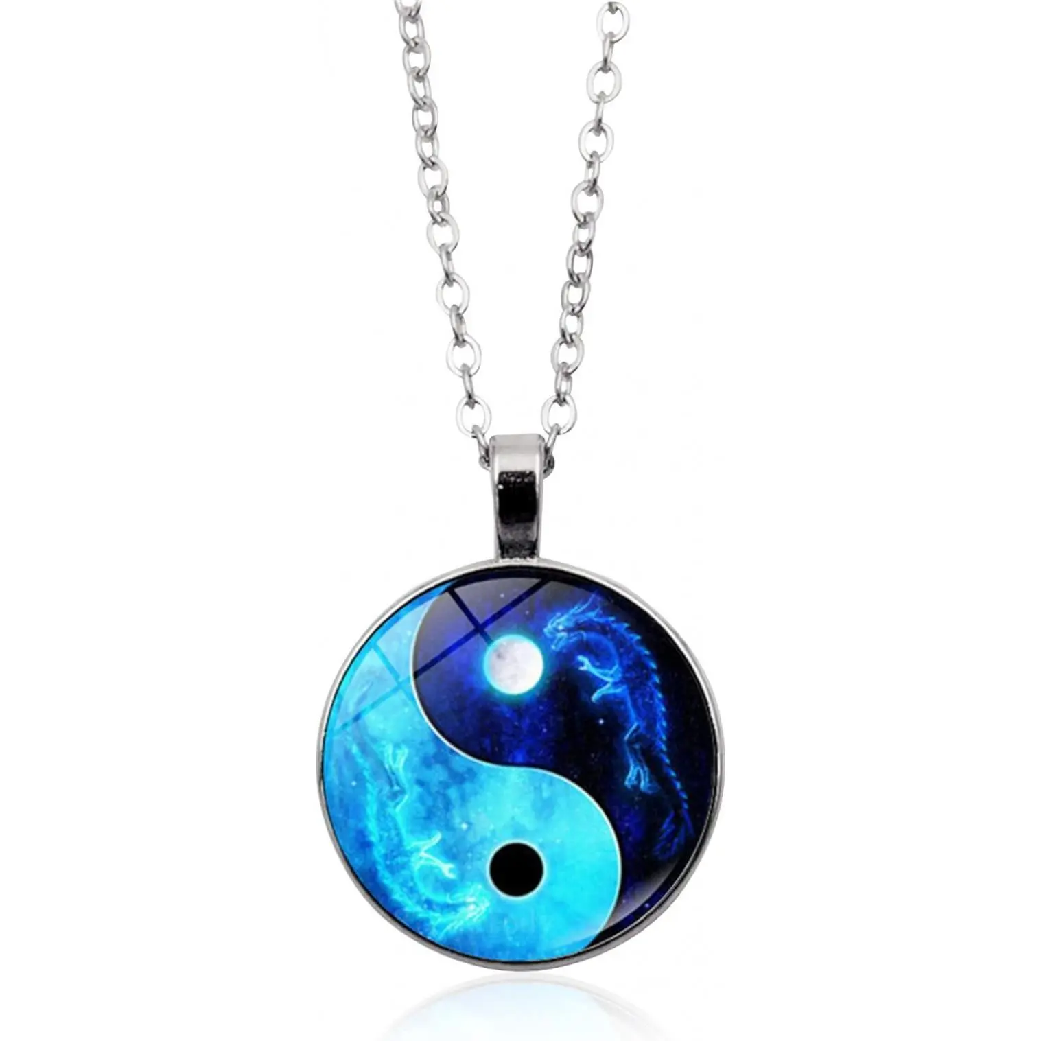 Yin Yang Pendant Necklace Chinese Philosophy Taoist Symbol Talisman Taichi Yoga Stainless Steel Charm Pendant Necklace Necklace for Women Men Girlfriend Boyfriend Valentines Birthday Thanksgiving Christmas