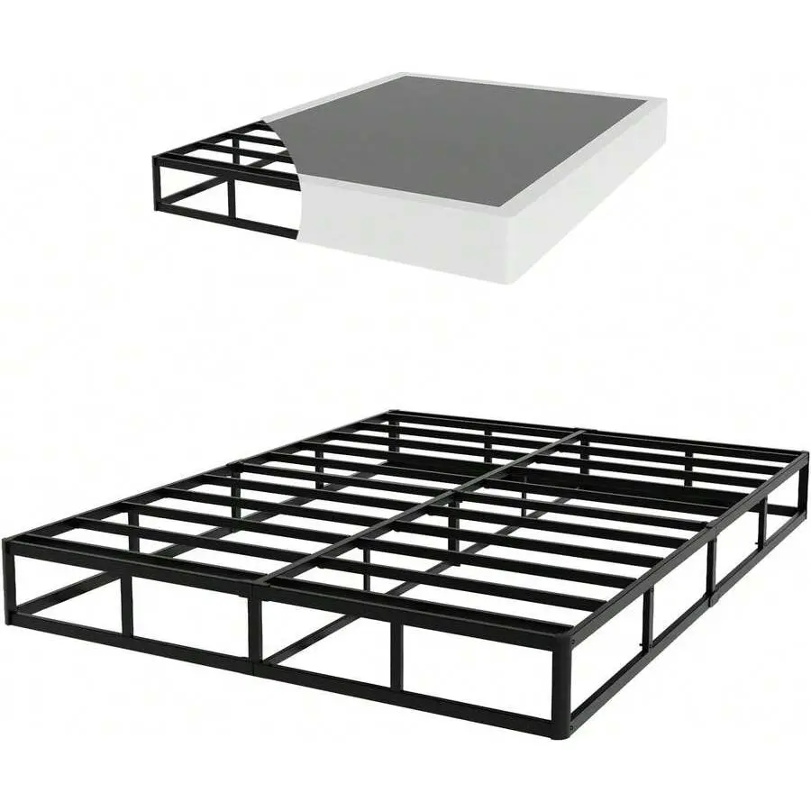 5Inch Box Spring For Queen Bed, Heavy Duty Metal Mattress Foundation, 3000 Lbs Capacity, Low Profile Bed Base, Noise-Free, Easy Assembly, Fabric Cover,Cama Full,Camas Queen Modernas,Room Decor,Furniture,Christmas,Furniture Living Room,Living Room Decor