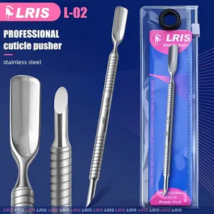 Double-Ended Stainless Steel Nail Pusher, U-Shaped & Angled Pusher, Non-Slip Handle, Dead Skin Remover, Manicure Tool, Home Use, Professional Grade