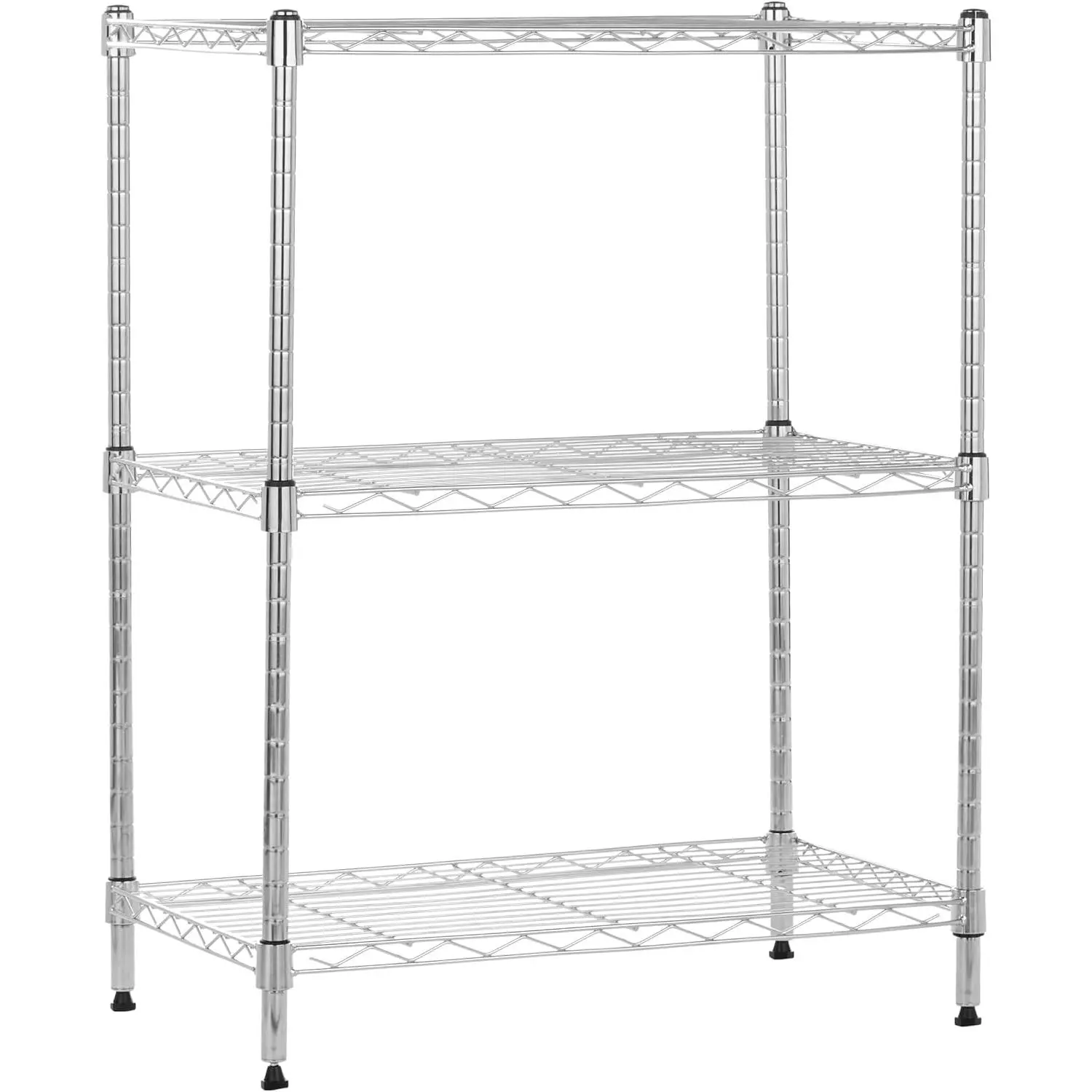 3-Shelf Adjustable, Heavy Duty Storage Shelving Unit (250 lbs loading capacity per shelf), Steel Organizer Wire Rack, 23.2" L x 13.4" W x 30" H, Chrome