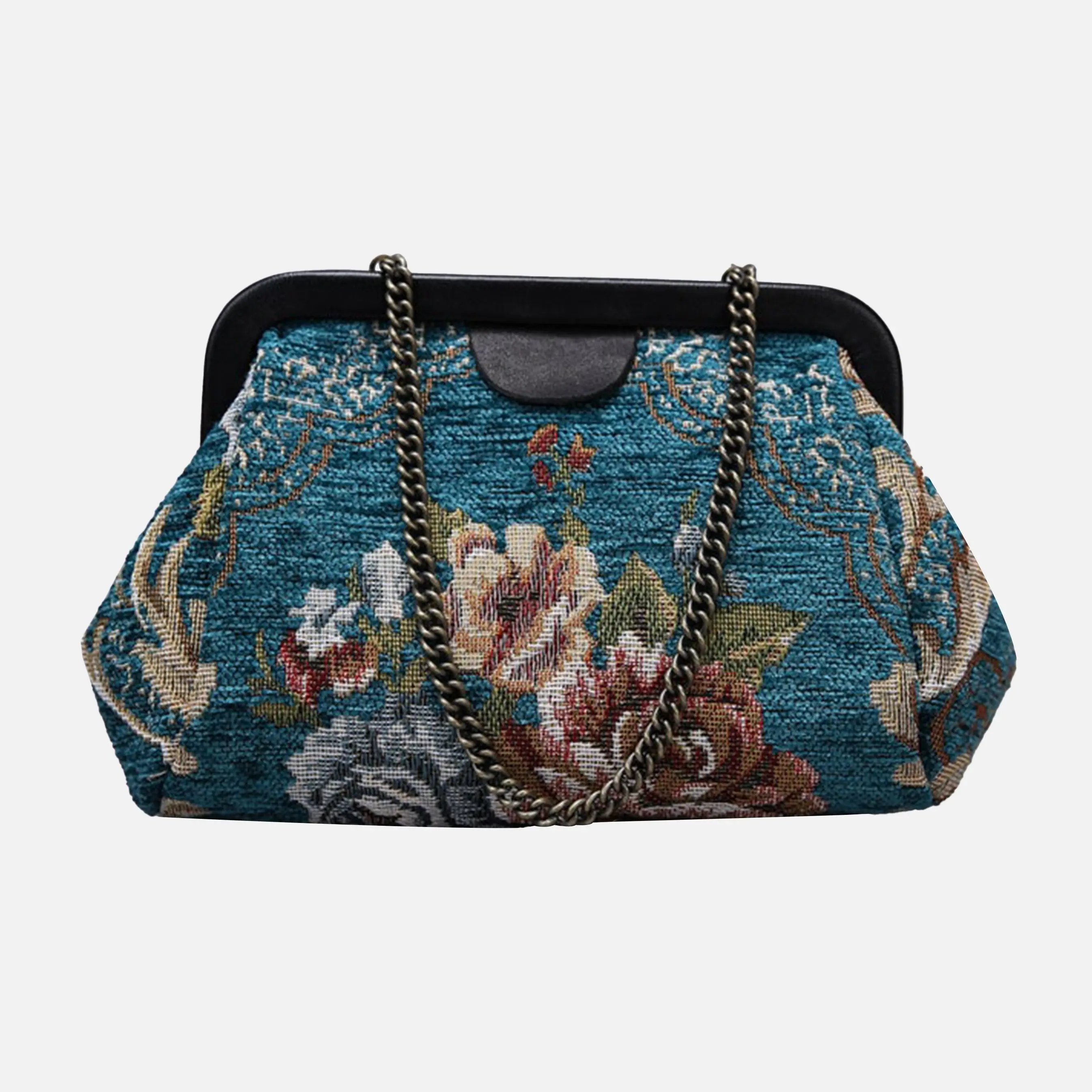 Floral Teal Evening Bag Clutch