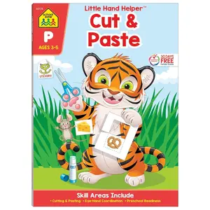 School Zone Cut & Paste Workbook: 32 Pages, Toddler, Preschool, Kindergarten, Learning Activities, Scissor Cutting, Stickers, Counting, Picture Puzzles, Ages 3-5 (Little Hand Helper Book Series) Paperback – October 1, 2019