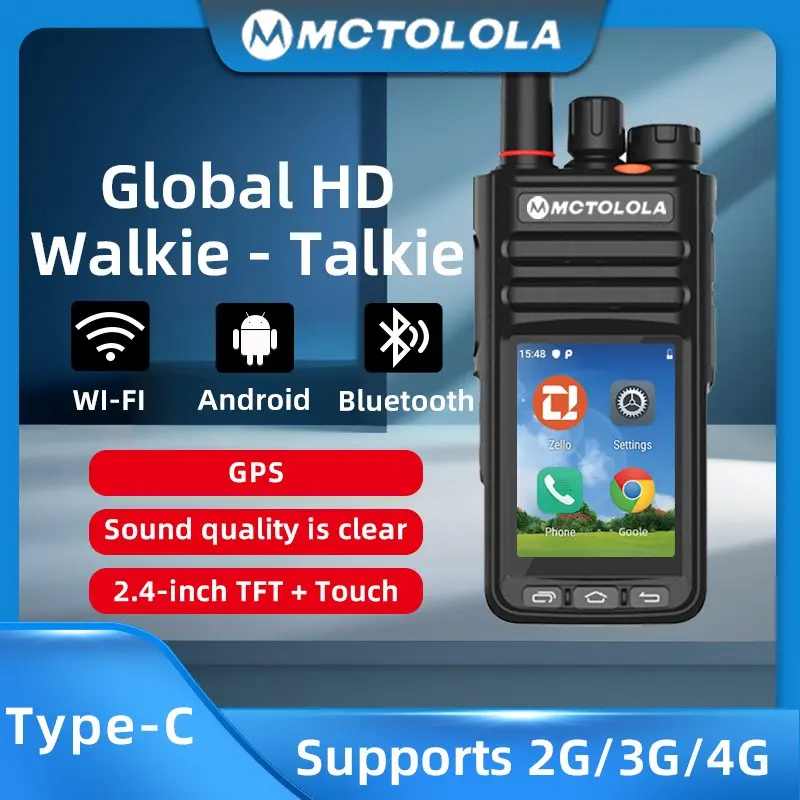 2G 4G Zello Android system 9.1 intelligent touch intercom, Portable Walkie talkie, supports WIFI, Bluetooth for long-distance communication. Two way handheld intercom is suitable for fleet transportation, outdoor camping, wilderness exploration