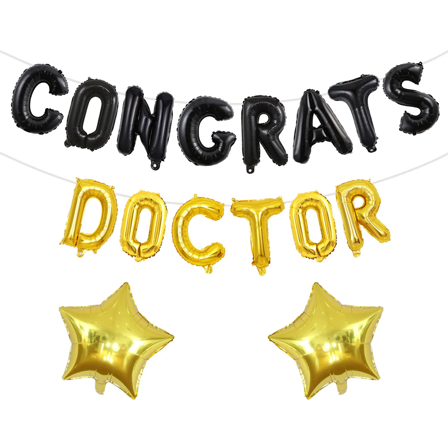 16PCS Black Gold CONGRATS DOCTOR Medical Graduation Aluminum Film Balloon, Graduation Background Decorative Grade Sparkling Graduation Balloon Congratulations Graduation Theme Party Photos Props Decoration