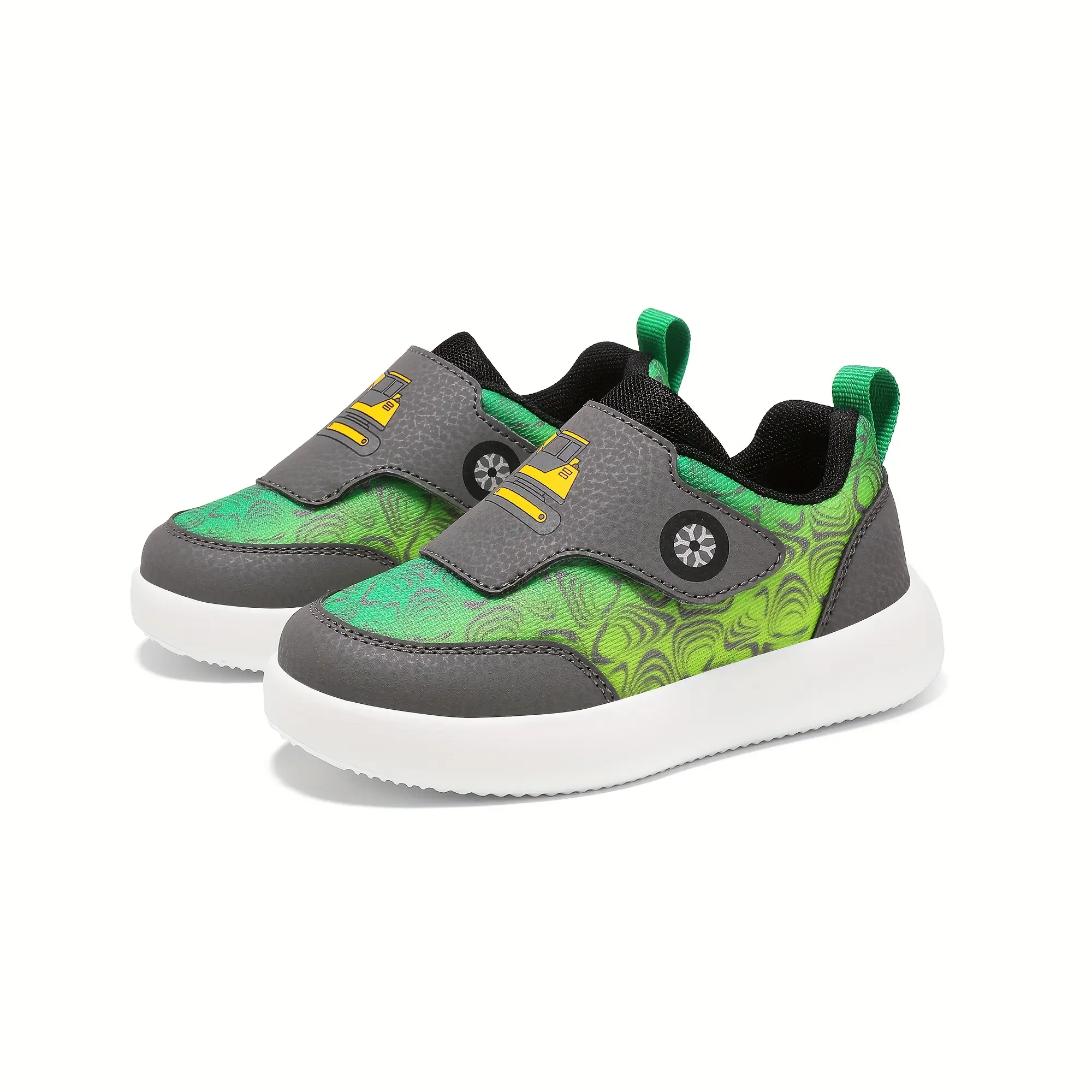 Boys' Low-Top Skate Sneakers - Round Toe, Random Print, Breathable Fabric, Lace-Up Closure for Secure Fit, Fit & Movement, All-Season Casual Wear