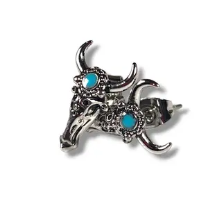 Bull Earrings with Turquoise