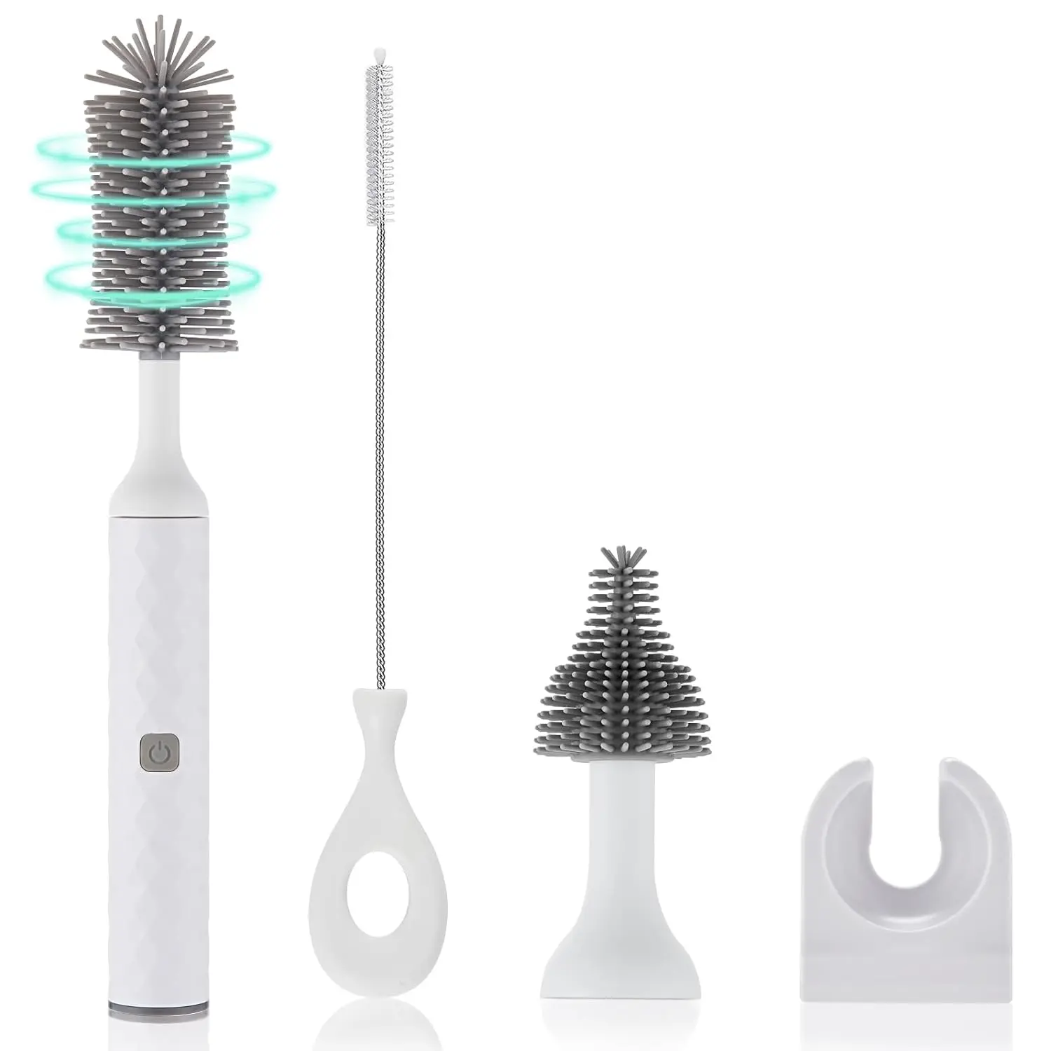 Electric Baby Bottle Cleaning Brush Complete Kit for Busy Parents - 360° Rotating Silicone Bristles, Cleans Bottles, Nipples, Straws, Cups, USB Charging, Waterproof, Easy Rinsing, Saves Time and Effort