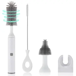 Electric Baby Bottle Cleaning Brush Set, 360° Rotating Silicone Cleaner for Bottles, Nipples, Straws & Cups, USB Rechargeable, Waterproof