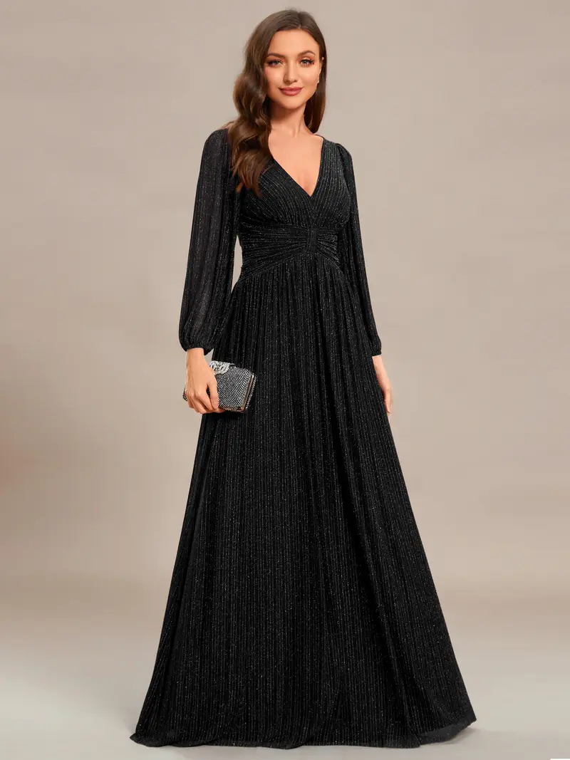 slim fit dress slacks Elegant Midi Length Ruffles Sleeves Chiffon Dresses Empire Waist Eveni main image 1