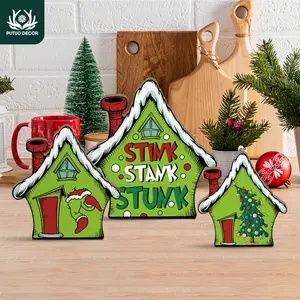 3pc Christmas Wooden Table Decor, Desktop Decoration for Home Christmas Party Pub Club Cafe, Gift for Birthdays, Weddings, Anniversaries, Thanksgiving, Travel, Christmas Decorations, Wooden Decorative Ornaments, Ornaments Decor