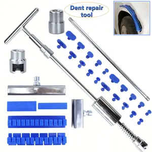 Car Dent Repair Tool, Automotive Repair Tools, 1 Set Car Body Dent Remover with Long Puller and Gasket, Suitable for Vehicle Door Panel Dent