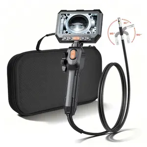 fathersdaygift VEVOR 2-Way Dual-Lens Articulating Endoscope with Light, 1080P HD Industrial Borescope Inspection Camera with 0.24-inch Slim Articulated Probe, Rigid Snake Scope Cam for Wall Automotive Inspect-4.9FT