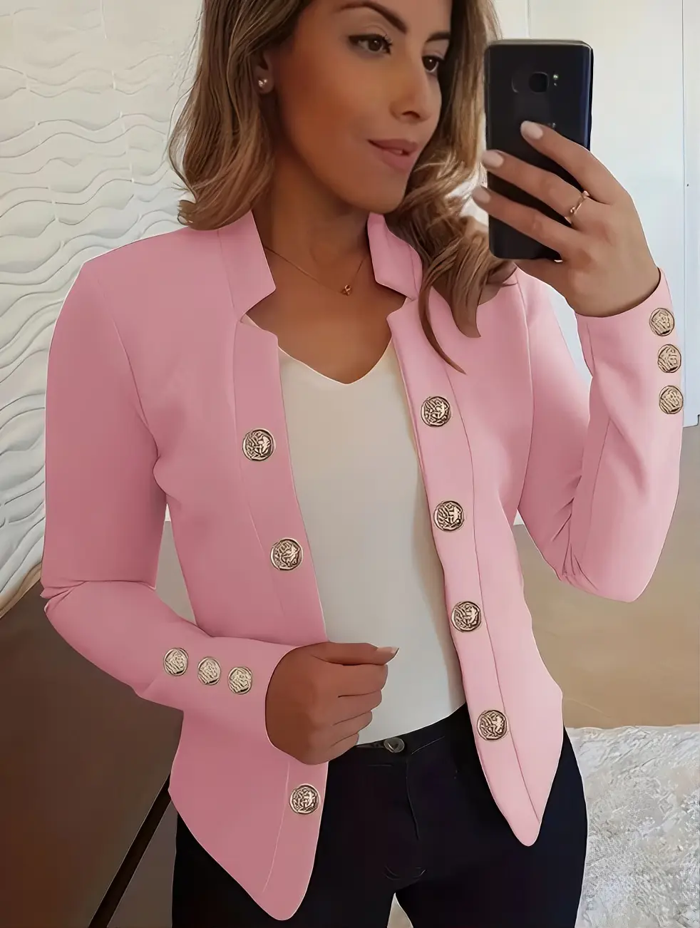 Spring and Autumn Fashion Solid Color Thin Women's Long-Sleeved Casual Jacket