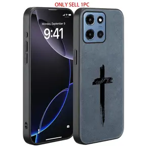 Luxury artificial leather phone case for MOTO G86 Power/G Power 2025 /G 2025 /G 5G 2024/G Play 2024 5G /G Stylus 5G /Edge 60 Pro/ Fusion,protective, Protection, high-quality,Crucifix, Cover