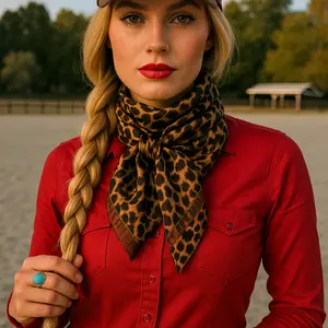 35X35"  Brown Leopard Wild Rag / Scarf WR169