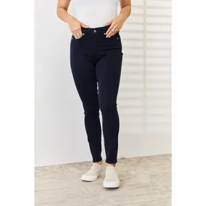 Judy Blue Full Size Garment Dyed Tummy Control Skinny Jeans Basic Denim Fashion Womenswear Bottom Casual Hip Slimming