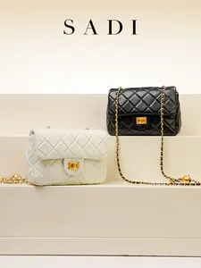 Classic New Style Ladies' Rhombic Grid All-match and Stylish Small Golden Ball Chain Bag Casual Trendy Purses