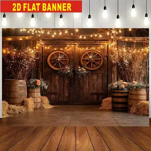 Western Cowboy Theme Banner, Rural Decorations, Hay Bales, Wheel, Wooden Barrel, Party Decoration, Photo Booth Props, Birthday, Holiday, Party Decorations Banners