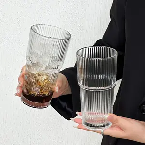 Large Capacity Glass Cups Set, Perfect for Home & Office Use, High Transparency Drinkware Ideal for Cold Drinks, Tea, Juice, Coffee, Glassware Set, Drinking Glasses