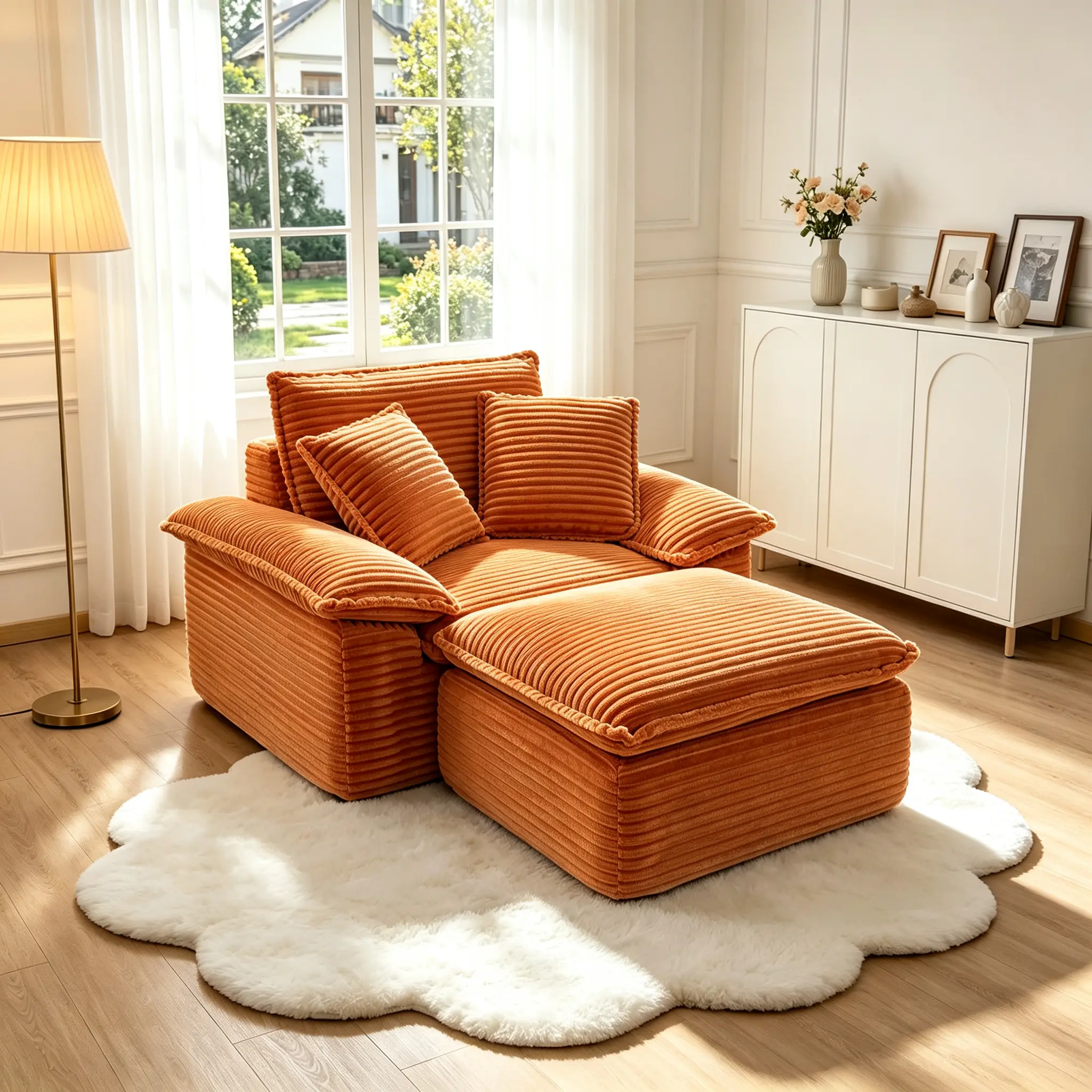 cozy sofa oversized chair and a half, teddy fleece cloud couch, cloud sleeper sofa, deep seat single sofa, movable 2-tier ottoman set, modular sectional couch, chaise lounge sofa bed, no assembly sofa, 1-seater cloud sofa, fluffy teddy sofa,