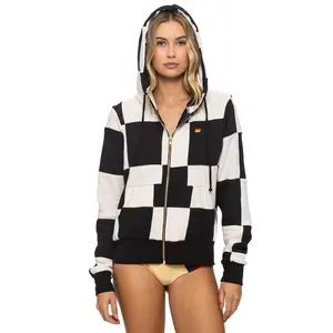 CHECK QUILT ZIP HOODIE - VINTAGE WHITE // BLACK