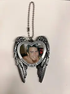 Forever in My Heart Custom Heart Angel Wings Pendant