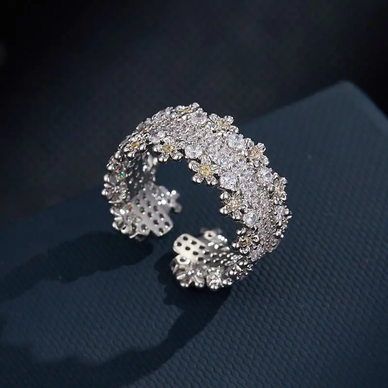 Light luxury high-end open ring, new super fairy gypsy index finger ring, adjustable ring ring.
