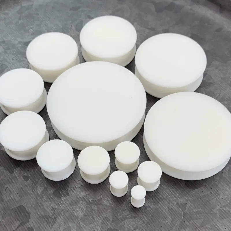 PAIR of Stunning Bright White Silicone Double Flare Plugs - Gauges 2g (6mm) up to 2" (51mm)