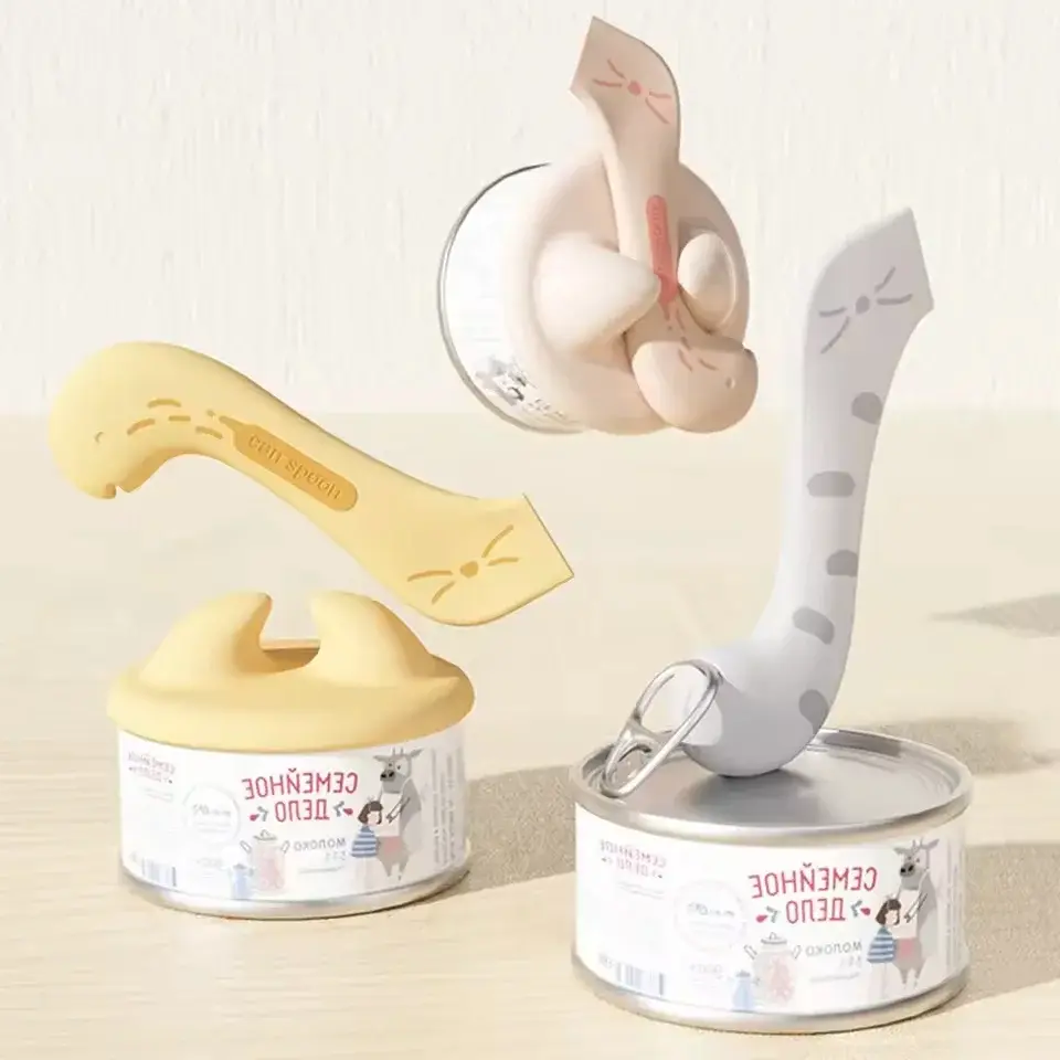Pet Wet Food Silicone Scoop - Multifunction Pet Feeding Tool with Can Lid & Can Opener for Cats, Dog Food Storage & Feeding Supplies