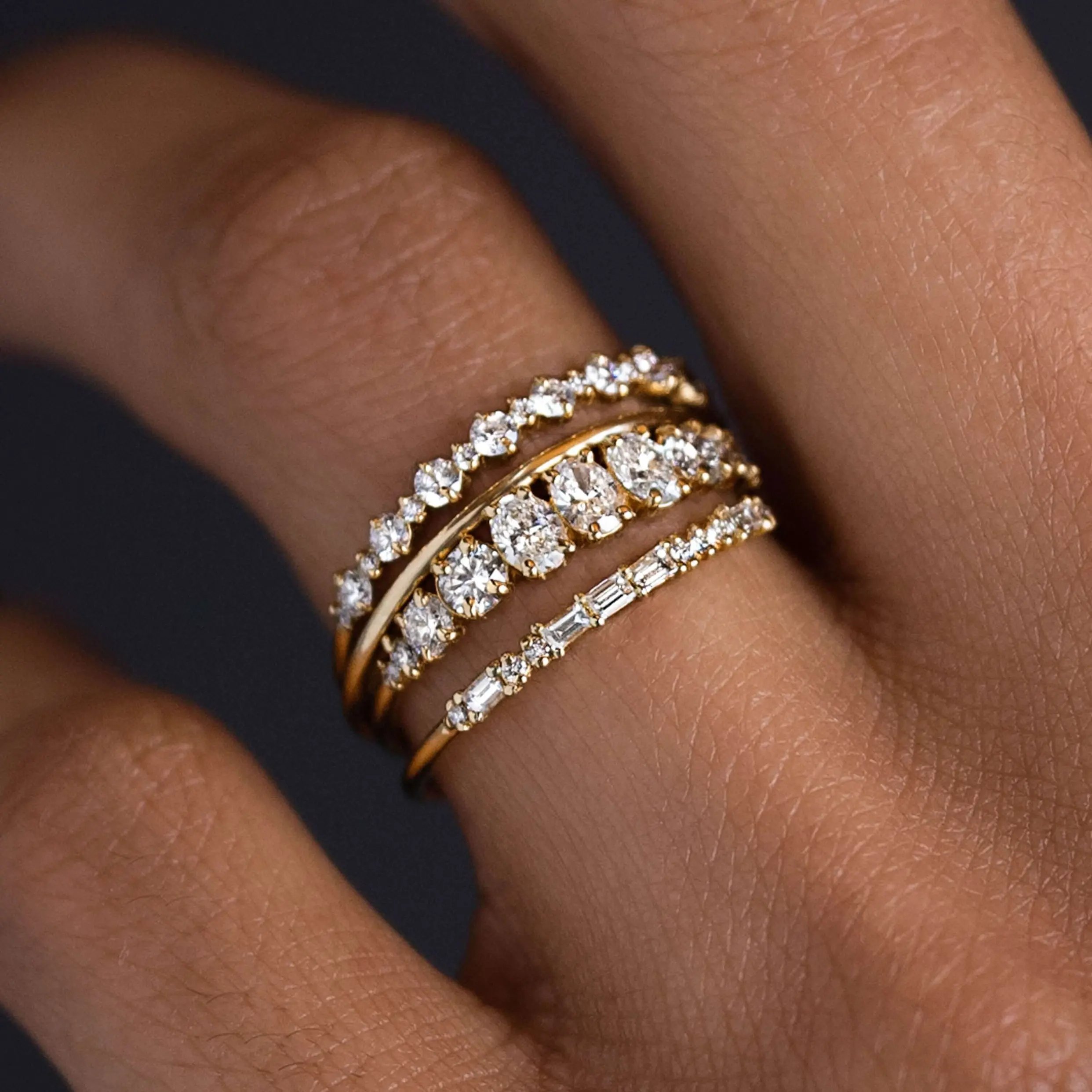 Stackable Gold color Rings 14k Gold Plated Cubic Zirconia Stone Thumb Rings Dainty Wedding Gift Size 6-10 Stackable Gold color Rings 14k Gold Plated Cubic Zirconia Stone Thumb Rings Dainty Wedding Gift Size 6-10