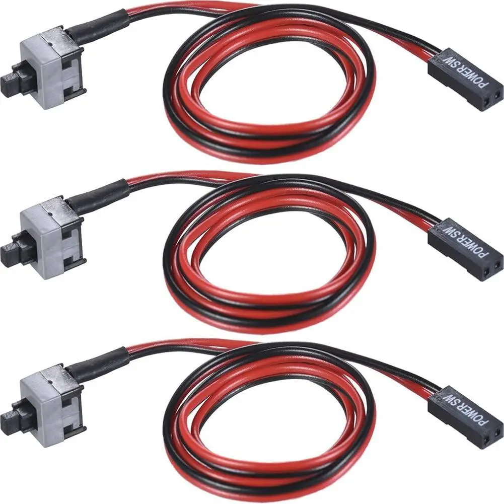 Warmstor 3-Pack 2-Pin ATX Computer Power Cables, Push-Button On/Off Switch Cord with 2-Pin Connector, Easy to Install Plug-and-Play for PC Desktops & DIY Projects, 50cm Flexible Cable for Motherboards, One 2-Pin Connector