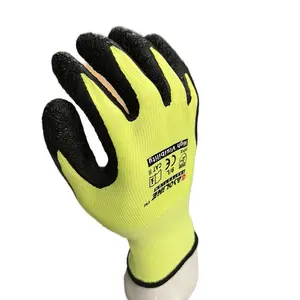 GlovePro 12 Pair Green Safety Gloves Latex Coated Grip Dirt Resistant High Visibility Work Gloves for Gardening Construction & General Purpose