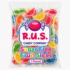 Sugar-Free Fruit Slices – 1 Lbs Bulk Bag | Classic Jelly Fruit Candy, Chewy Old-Fashioned Candy-Shop Favorites | Assorted Flavors, Guilt-Free Sweetness by RUS Candy Company  (1 Pound)