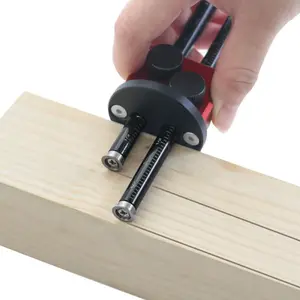 Inch and Millimeter Ruler with Scale - Measuring Ruler - Double Head Wheel Marking Gauge - Aluminum Alloy Parallel Line Drawing Tool - Woodworker Marking Ruler, Carpenter Marking Tool