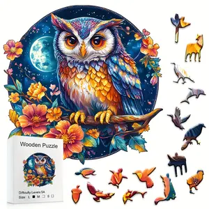 501 Colorful Owl Wooden Box Puzzle, Fun Brain Teaser Toy, Ideal Gift for Kids & Adults, Perfect for Travel or Home Use